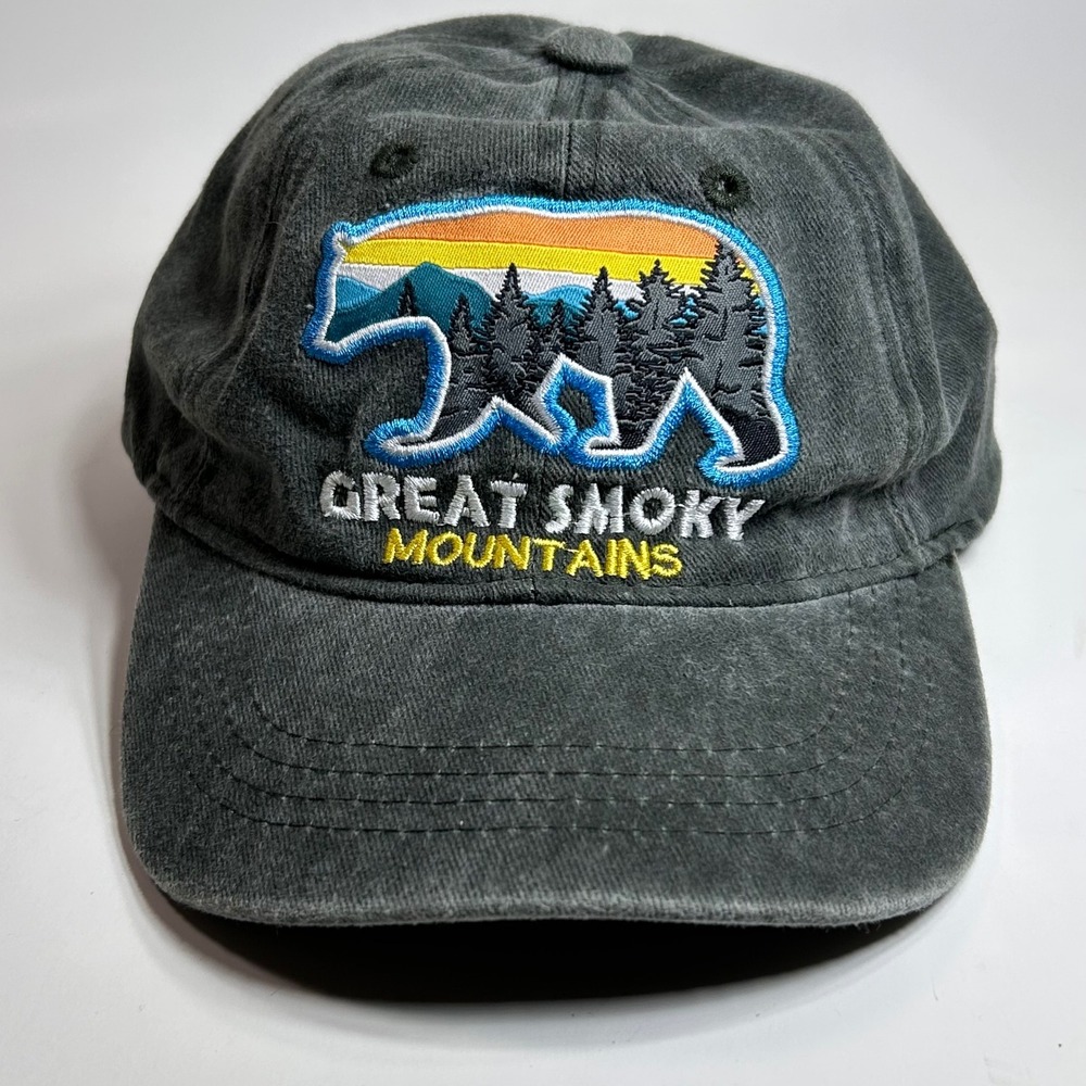 CSI Great Smoky Mountains Black Bear Embroidered Hat Kids Charcoal‎ Grey Cap